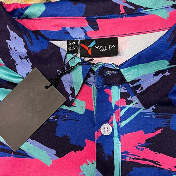 YATTA Mens 8-Track Printed Golf Polo Shirt Size: XXLARGE - Picture 3 of 5